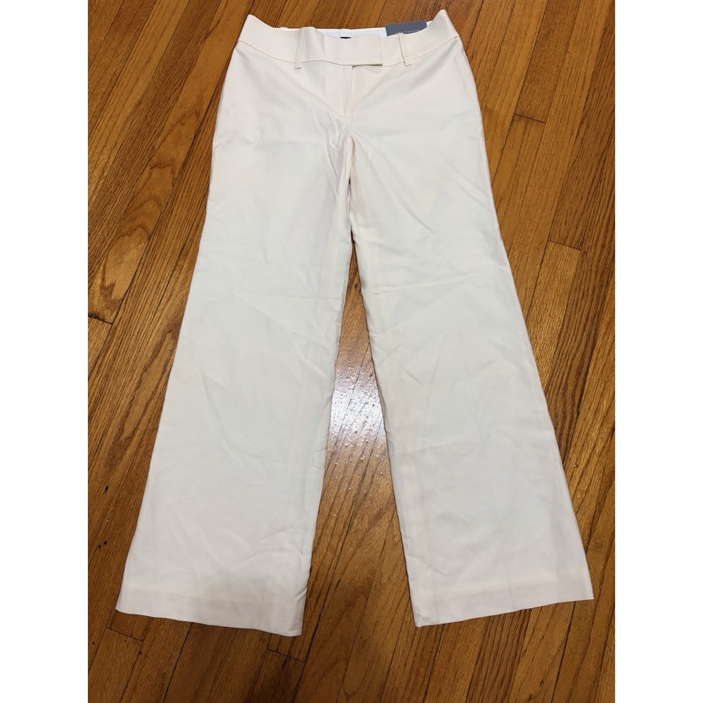 Ann Taylor Wide-Leg Dress Lined Cream Colored Wool Pants Size 6 Petite